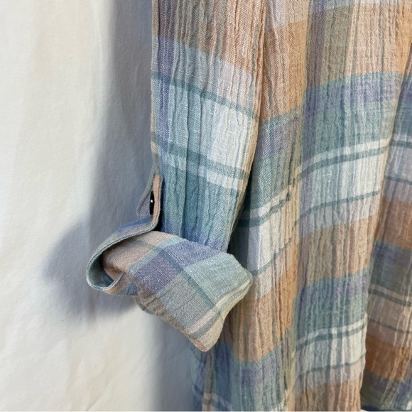 Soft Surroundings Linen Plaid Shirt M - Picture 9 of 9